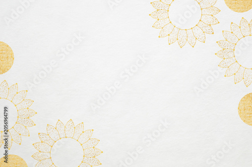 Japanese modern pattern washi paper background. Japanese Washi paper texture featuring an abstract sunflower design.