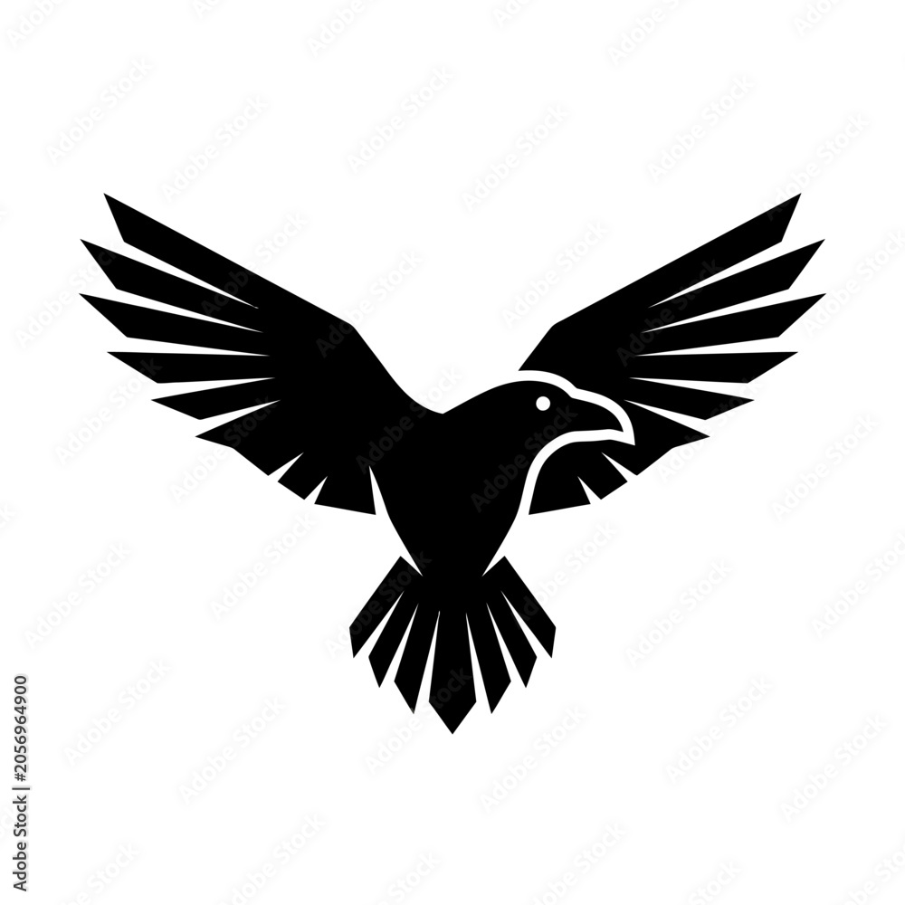 Fototapeta premium Black bird in flight silhouette 1.