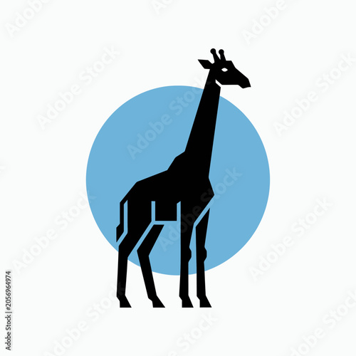 Quadro su tela Black silhouette of a giraffe standing.