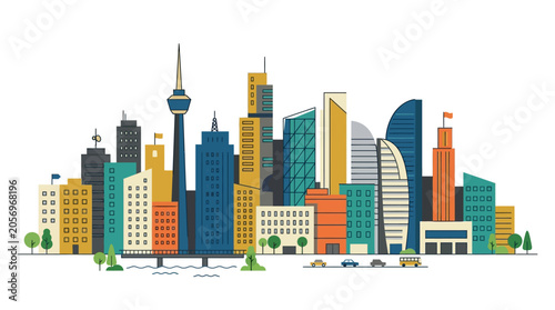 City Skyline with Modern Skyscrapers.