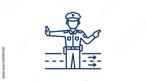 Police officer directing traffic flow.