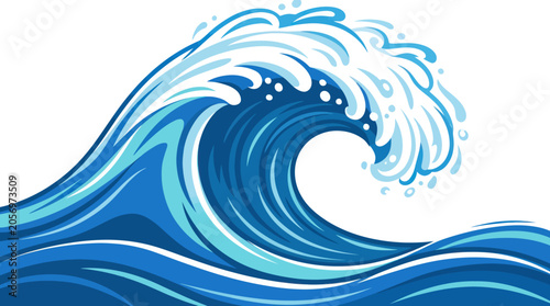 Fotografie Large Ocean Wave Crashing Water.