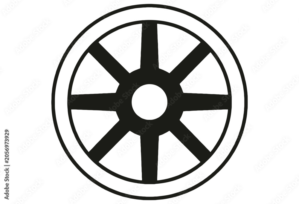 Fototapeta premium Wheel Spoked Outline Icon Graphic for Modern Transportation and Industrial Design Projects