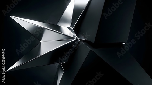Shiny metallic star on dark background