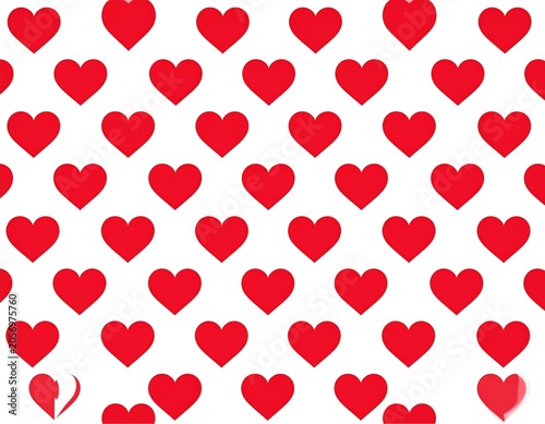 Bright Red Heart Pattern Arranged on Light Gray Background