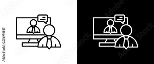 Foto Video Call white and black icon set design