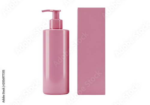 Two pink plastic bottles with white pump dispensers