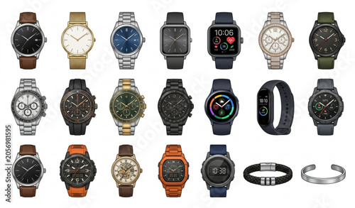Photos Business and Luxury Wrist Watch Collection Vector Illustration with Smart Timeke