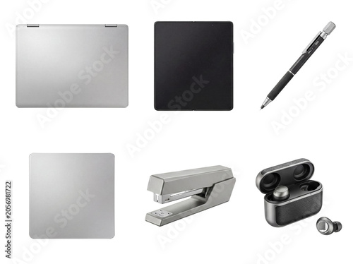фотографія Collection of modern office and technology gadgets including laptops, a foldable phone