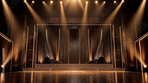 Elegant ceremony backdrop with warm spotlights