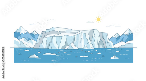 Billede på lærred Iceberg floating in the ocean water.
