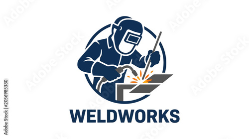 Welder working with metal fabrication tools.