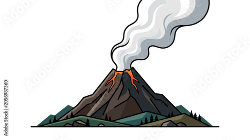 Bild auf Leinwand Volcano Erupting with Smoke and Lava.