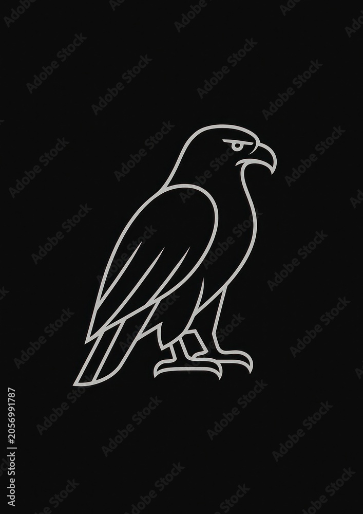 Naklejka premium Minimalist hawk line art illustration.
