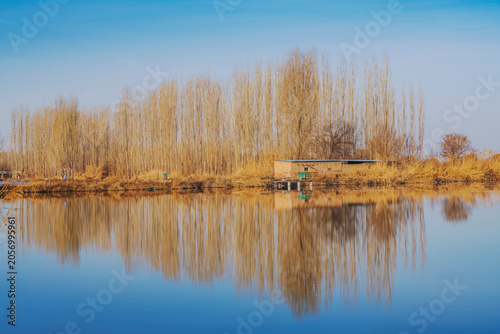 The natural beauty of the Tianshan Mountains and Swan Lake in winter in Xinjiang, China on March 3, 2023