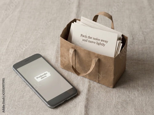 Phone and Bag of Notes for Digital Detox