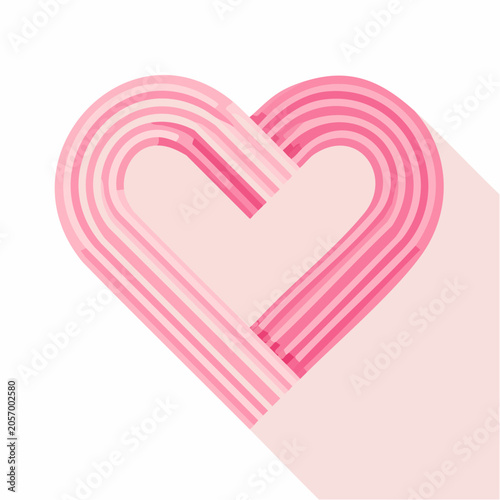 The pink heart shaped object sits on a pink surface with a shadow.