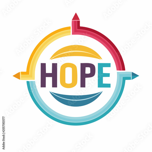 A colorful logo featuring the word HOPE surrounded by a circular design with arrows pointing upwards.
