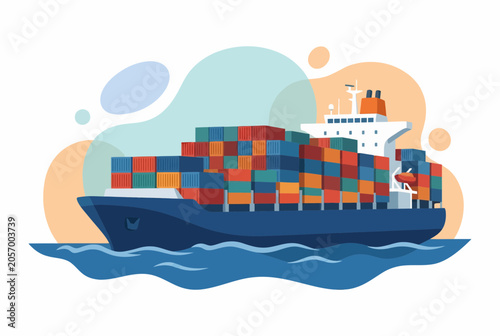 Fotografía Container Ship for International Logistics and Global Shipping