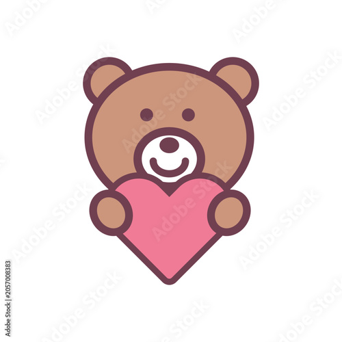 ハートを持ったクマのアイコン（主線あり）
