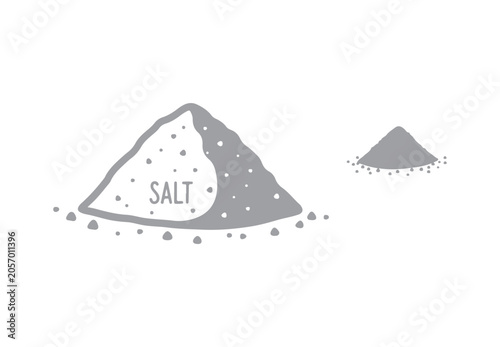 Salt, pepper, and spices illustrated by hand. A vector image of a salt hill. Icon representing spices.