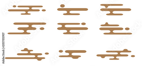 Japanese Traditional Cloud Elements Set - Minimalist Asian Wave and Mist Vectors. A collection of traditional Japanese cloud patterns and stylized oriental mist elements.