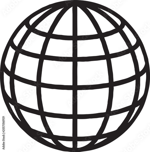 Foto Black outline of a globe with latitude and longitude lines graphic illustration