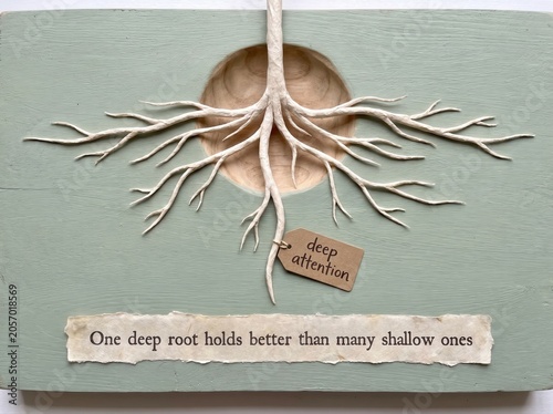 Tree Roots Symbolizing Deep Attention on Sage Board