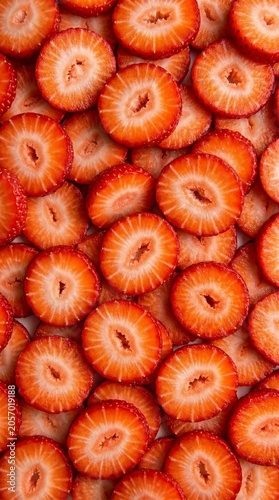 Fresh strawberry slices texture background top view