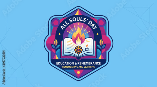Obraz na płótnie All Souls' Day Emblem: Education, Remembrance, Learning, Flame, Book, Candle