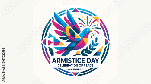 Canvastavla Armistice Day Celebration of Peace Dove with Olive Branch and Fireworks