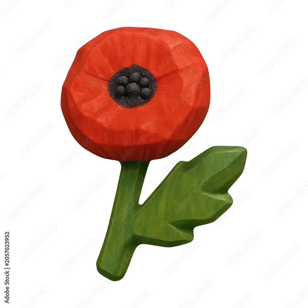 Obraz premium PNG Vibrant carved poppy illustration