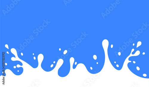Milk Splash Background. White Liquid Wave on Blue Vector Illustration