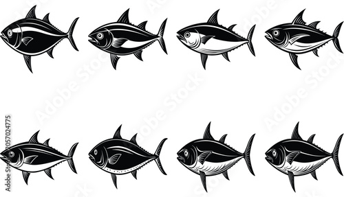 fish silhouette vector collection. Illustration vector of different kinds of Fish Silhouette. Cute graphic design of fish in ocean.