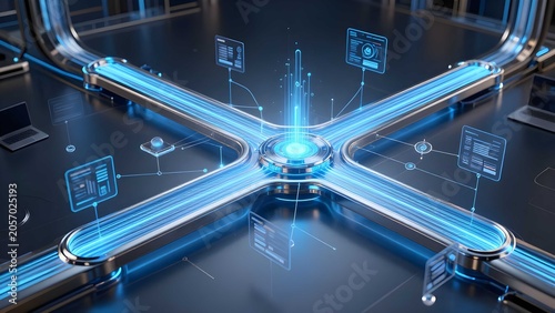 Advanced cyber infrastructure analytics automation stream network digital workflow data futuristic system