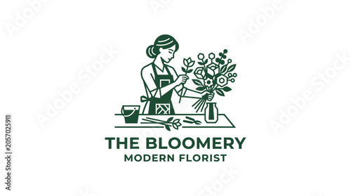 Foto Woman arranging flowers in vase.