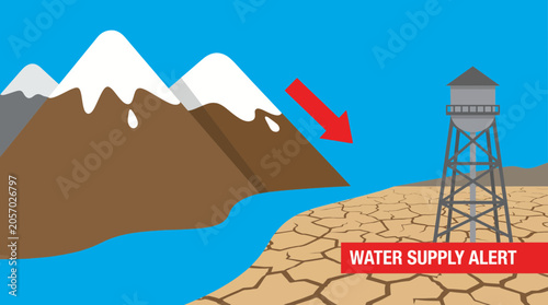 Bild auf Leinwand Mountain Snow Pack Declining Threatening Regional Water Supply
