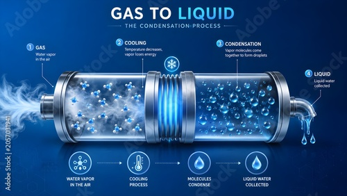 Gas to Liquid Condensation Process Scientific Vector Illustration