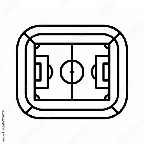 Minimalist Football Soccer Stadium Field Top View Icon