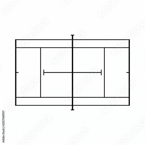 Minimalist Tennis Court Net and Field Layout Vector Icon