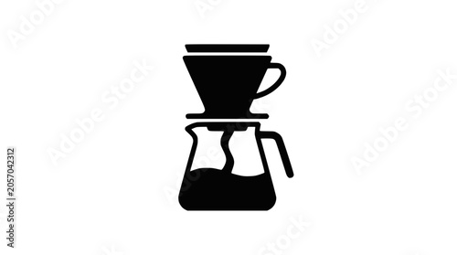 Artisanal manual drip coffee brewer and carafe icon