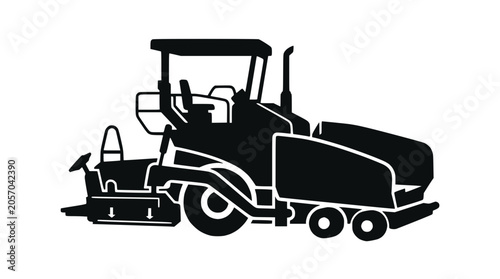 Asphalt paving machine silhouette for construction projects.