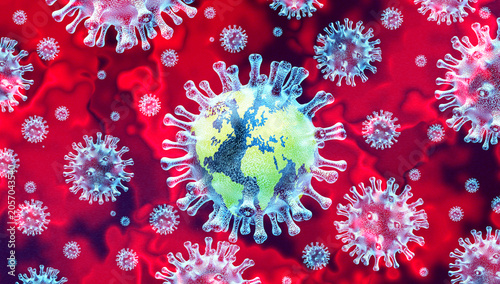 Fotografia Global infection crises as the spread of contagious diseases and the worldwide efforts to prevent monitor and control outbreaks that threaten public health