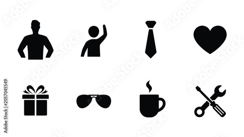 Tableau sur toile Set of black icons representing lifestyle hobbies family relationships and professional work
