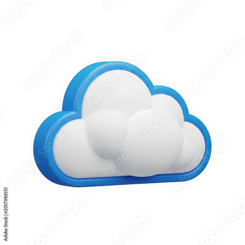 Blue outlined cloud graphic with white fluffy interior design element transparent background