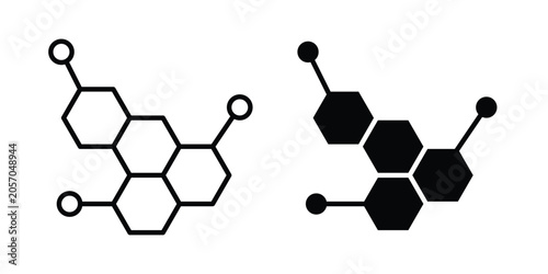 Molecule icon fill and line concepts