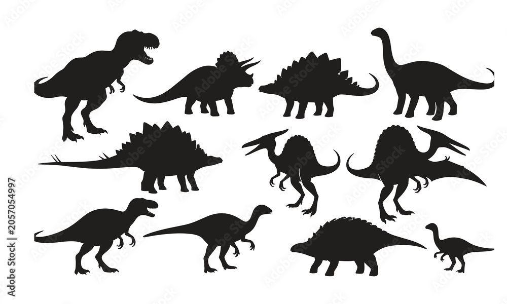 Obraz premium Set of dinosaur silhouettes