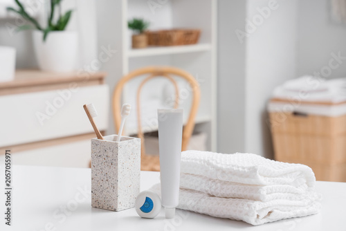 Oral hygiene products on wh...