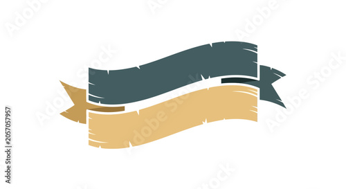 Vintage two toned ribbon banner with weathered edges