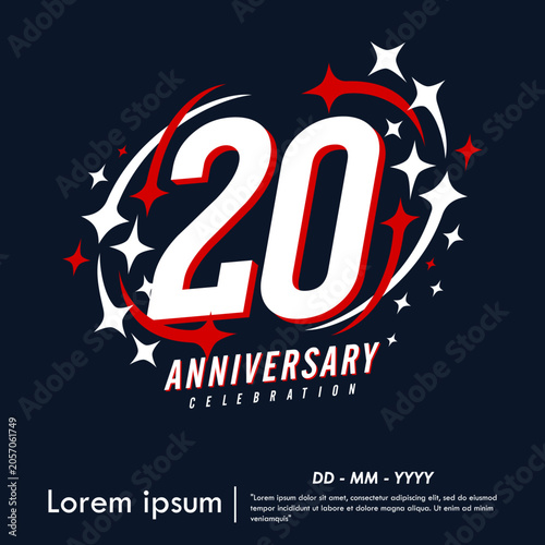 Принти на полотні 20th years anniversary celebration emblem